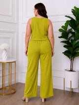 Women's Plus Size Green Halter Neck Co-Ord Set
