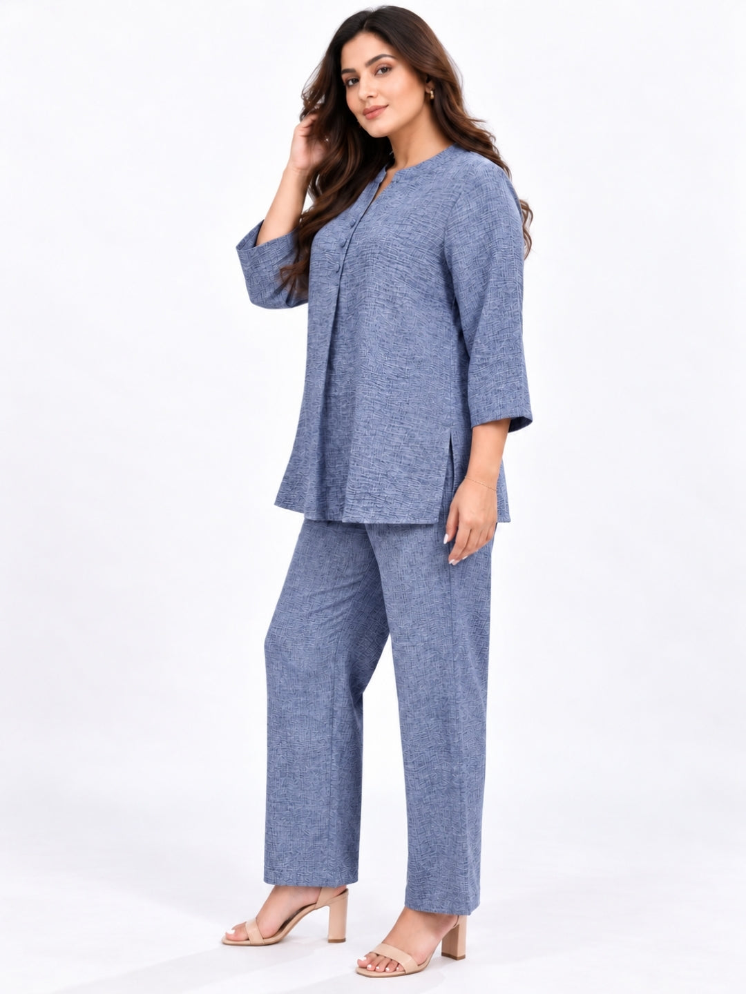 Clobug Women Plus Size Top and Pant 3/4 Sleeve Co-ord Set