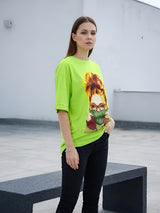 Clobug Women Oversized Graphic Printed Half Sleeve T-shirt