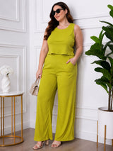 Women's Plus Size Green Halter Neck Co-Ord Set
