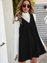 Clobug Women Solid Sleeveless Corduroy Dress