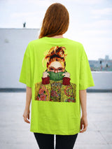 Clobug Women Oversized Graphic Printed Half Sleeve T-shirt