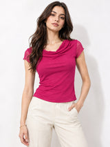 Clobug Cowl Neck Brown Top