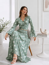 clobug-women-polka-printed-full-sleeve-crepe-top-skirt-set