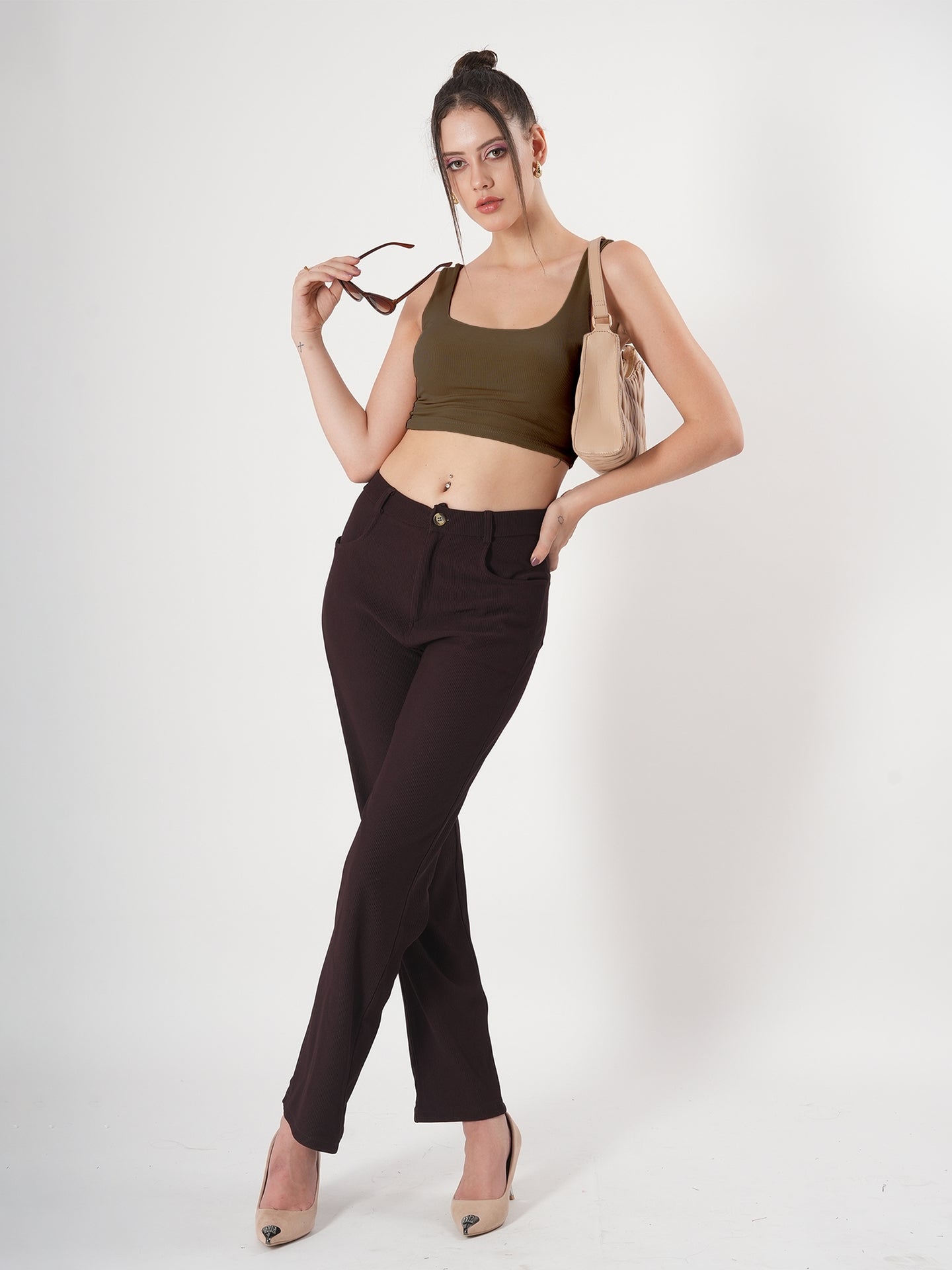 Solid Square Neck Sleeveless Body Fitted Crop Top