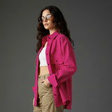 Clobug Women Full Sleeve Oversized Corduroy Shirt