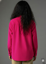 Clobug Women Full Sleeve Oversized Corduroy Shirt