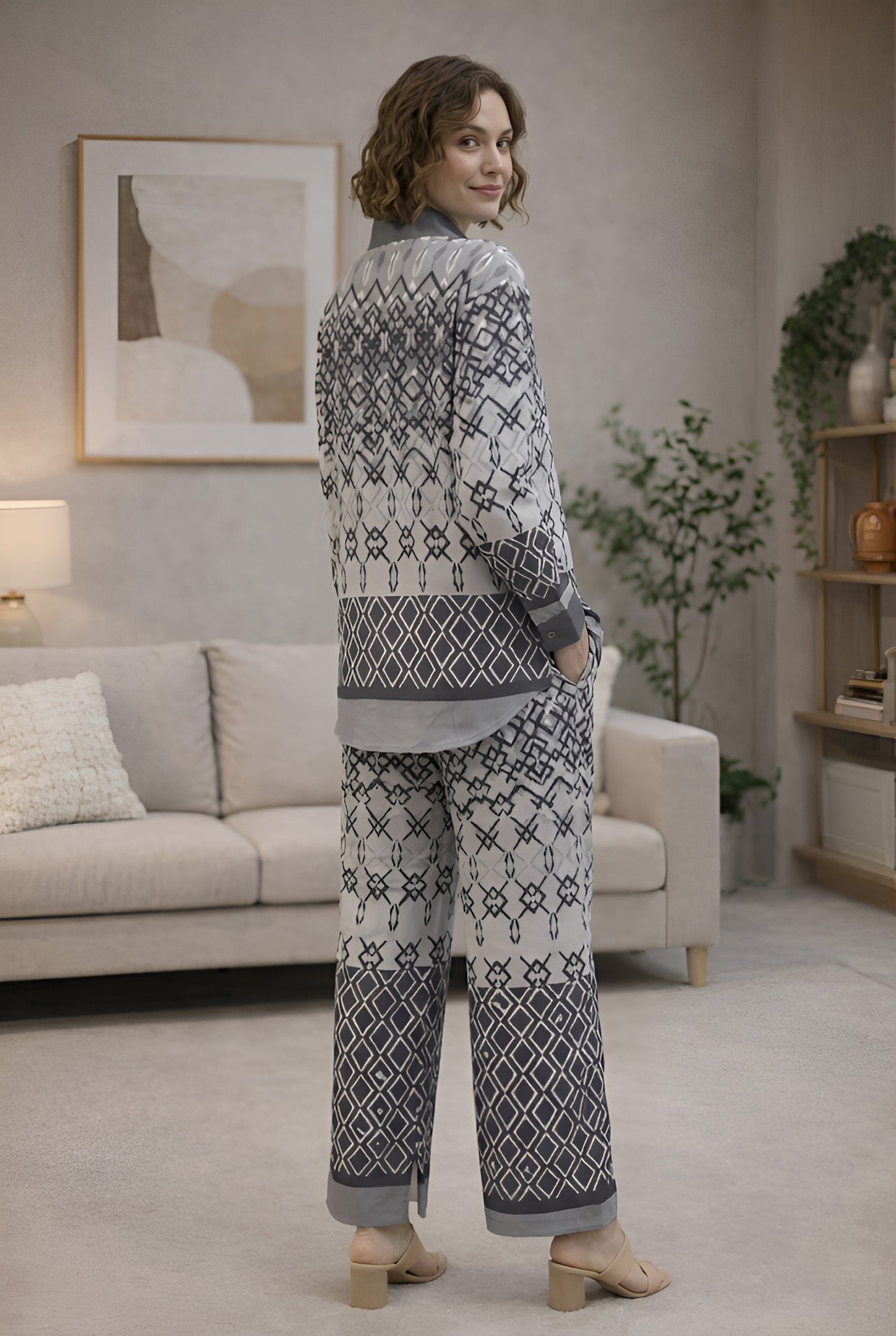 Clobug Women Printed Full Sleeve Crepe Shirt & Pant Co-ord Set