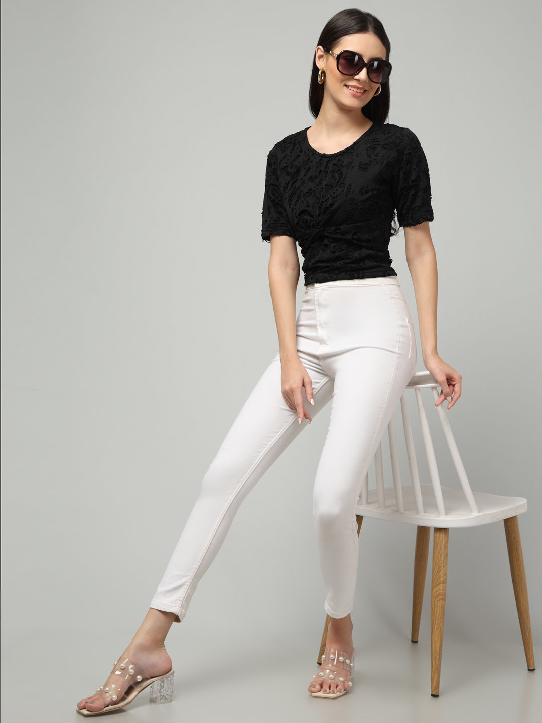 Clobug Stylish Solid Round Neck Top for Women – Trendy Summer Top