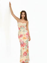 Clobug Elegant Floral Backless Maxi Dress – Slim Fit Summer Evening Dress