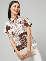 Clobug Stylish Printed V Neck Top for Women – Trendy Summer Top