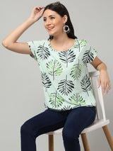 Clobug Stylish Printed Round Neck Top for Women – Trendy Summer Top