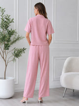 Women's Pink T-shirt And Pant Co-ord Set