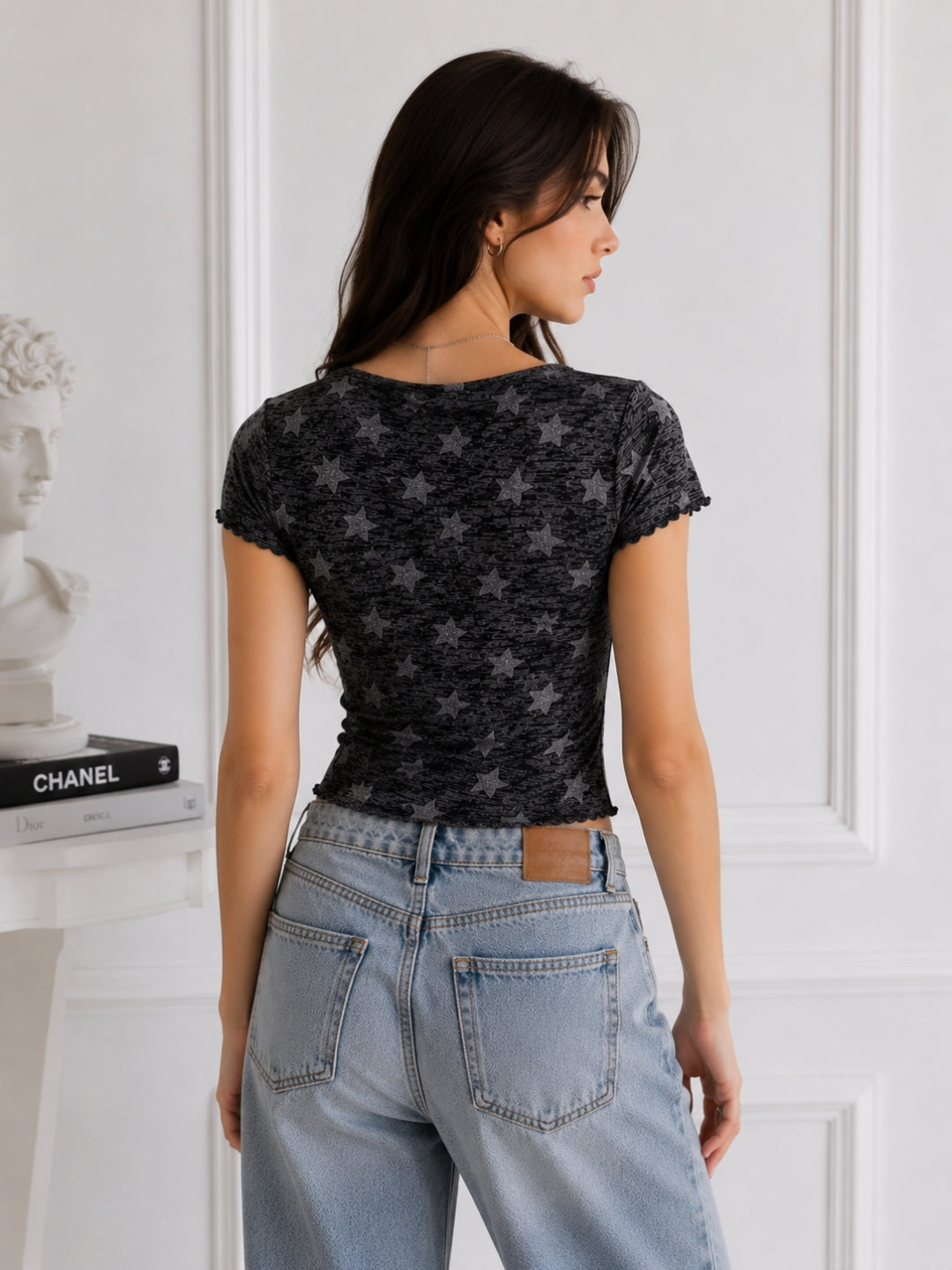 Women Cowl Neck Printed Crop Top