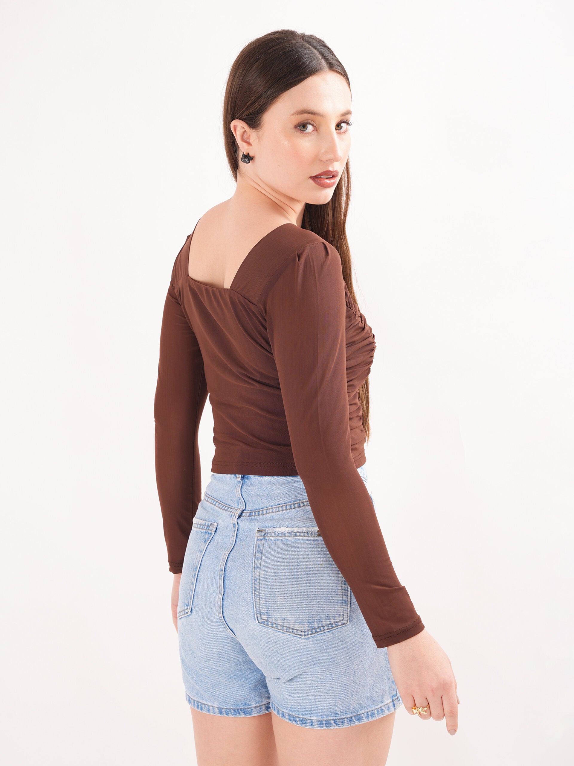 Brown Pleated Top