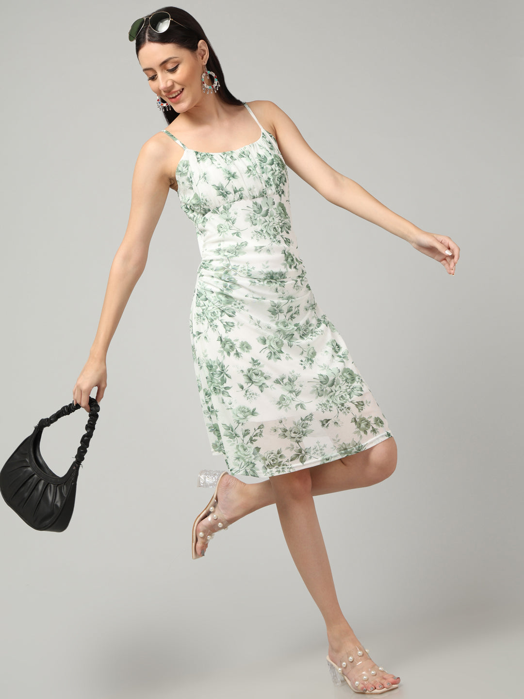 Clobug Women Stylish Printed A-line Midi Dress– Trendy Summer Dress