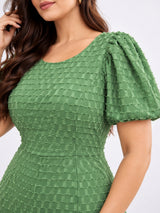 Women’s Polyester Plus Size Green Back Tie-up Dress