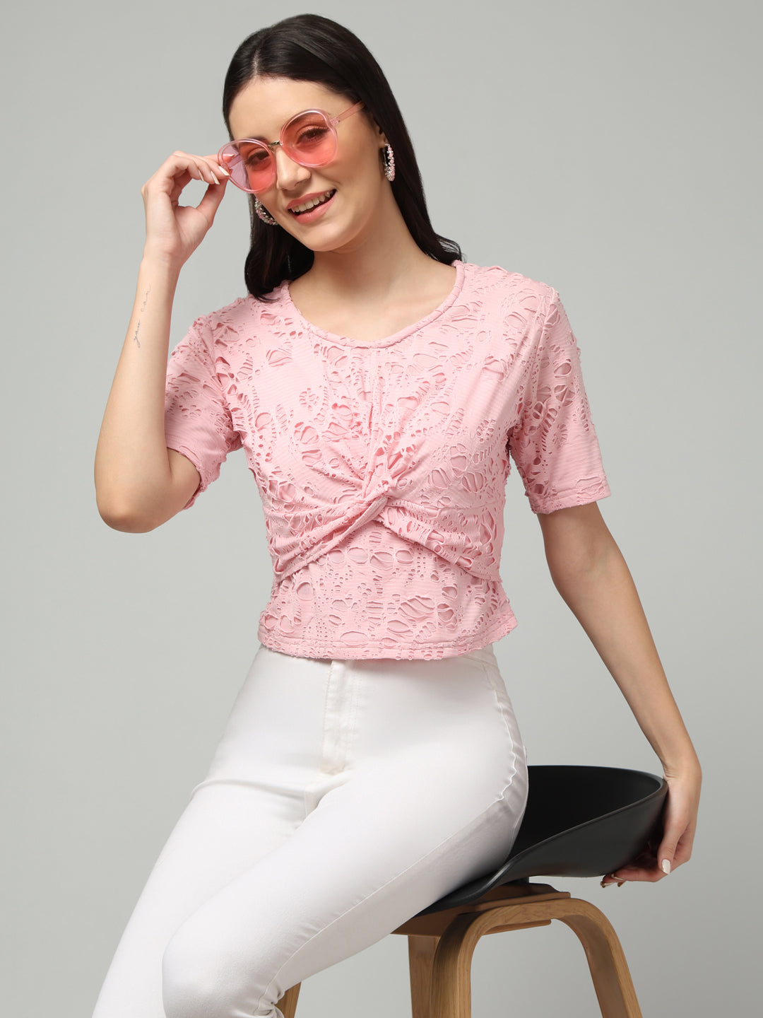 Clobug Stylish Solid Round Neck Top for Women – Trendy Summer Top