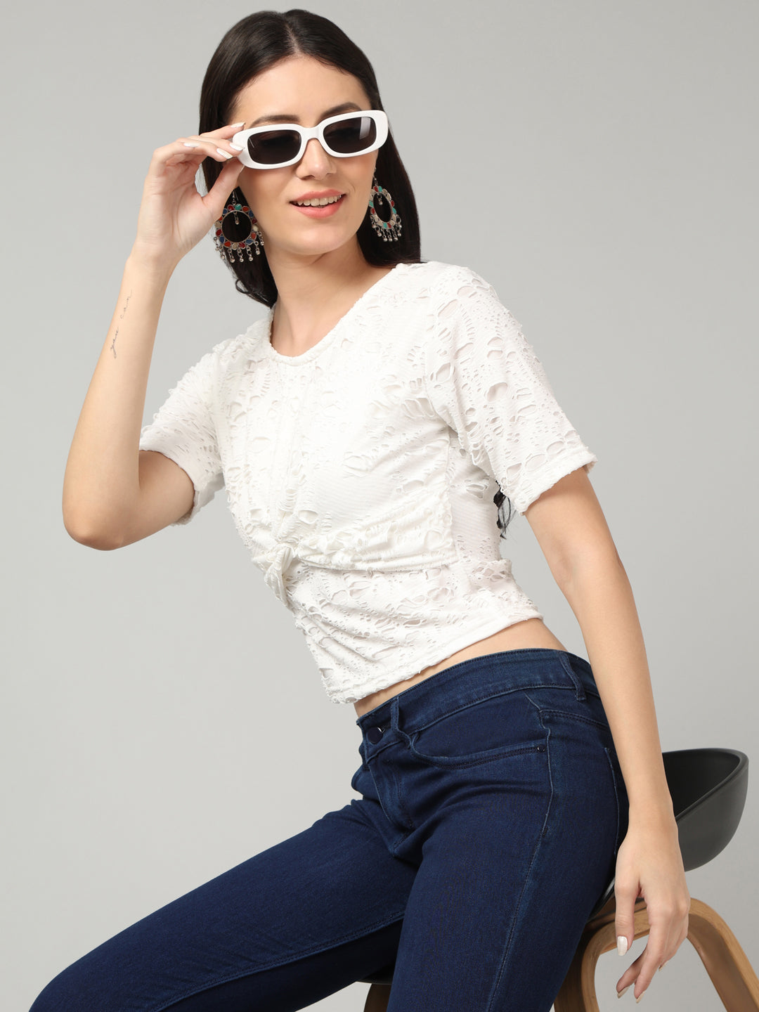 Clobug Stylish Solid Round Neck Top for Women – Trendy Summer Top