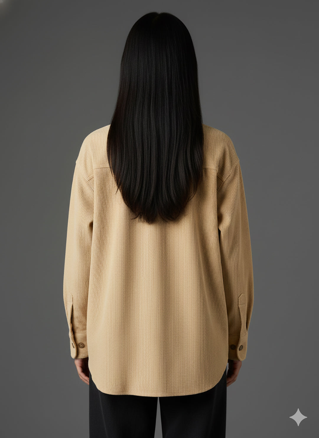 Clobug Women Full Sleeve Oversized Corduroy Shirt