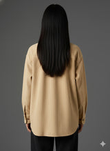 Clobug Women Full Sleeve Oversized Corduroy Shirt