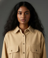 Clobug Women Full Sleeve Oversized Corduroy Shirt