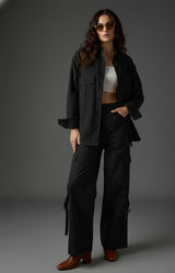 Clobug Women Full Sleeve Oversized Corduroy Shirt