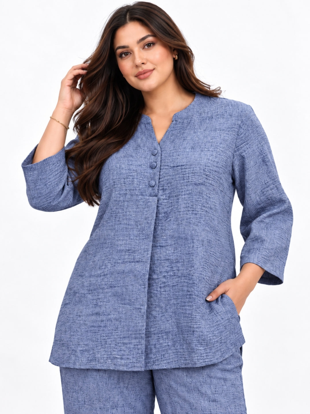 Clobug Women Plus Size Top and Pant 3/4 Sleeve Co-ord Set
