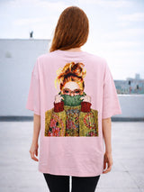 Clobug Women Oversized Graphic Printed Half Sleeve T-shirt