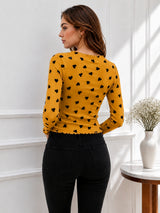 Women Heart Print Full Sleeve Top