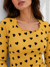 Women Heart Print Full Sleeve Top