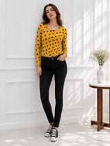 Women Heart Print Full Sleeve Top