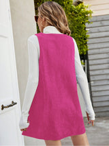 Clobug Women Solid Sleeveless Corduroy Dress