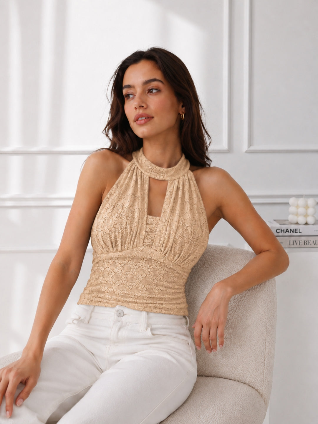 Women Halter Neck Net Top