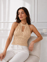 Women Halter Neck Net Top