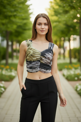 Clobug Stylish Printed Crop Top for Women – Trendy Summer Top