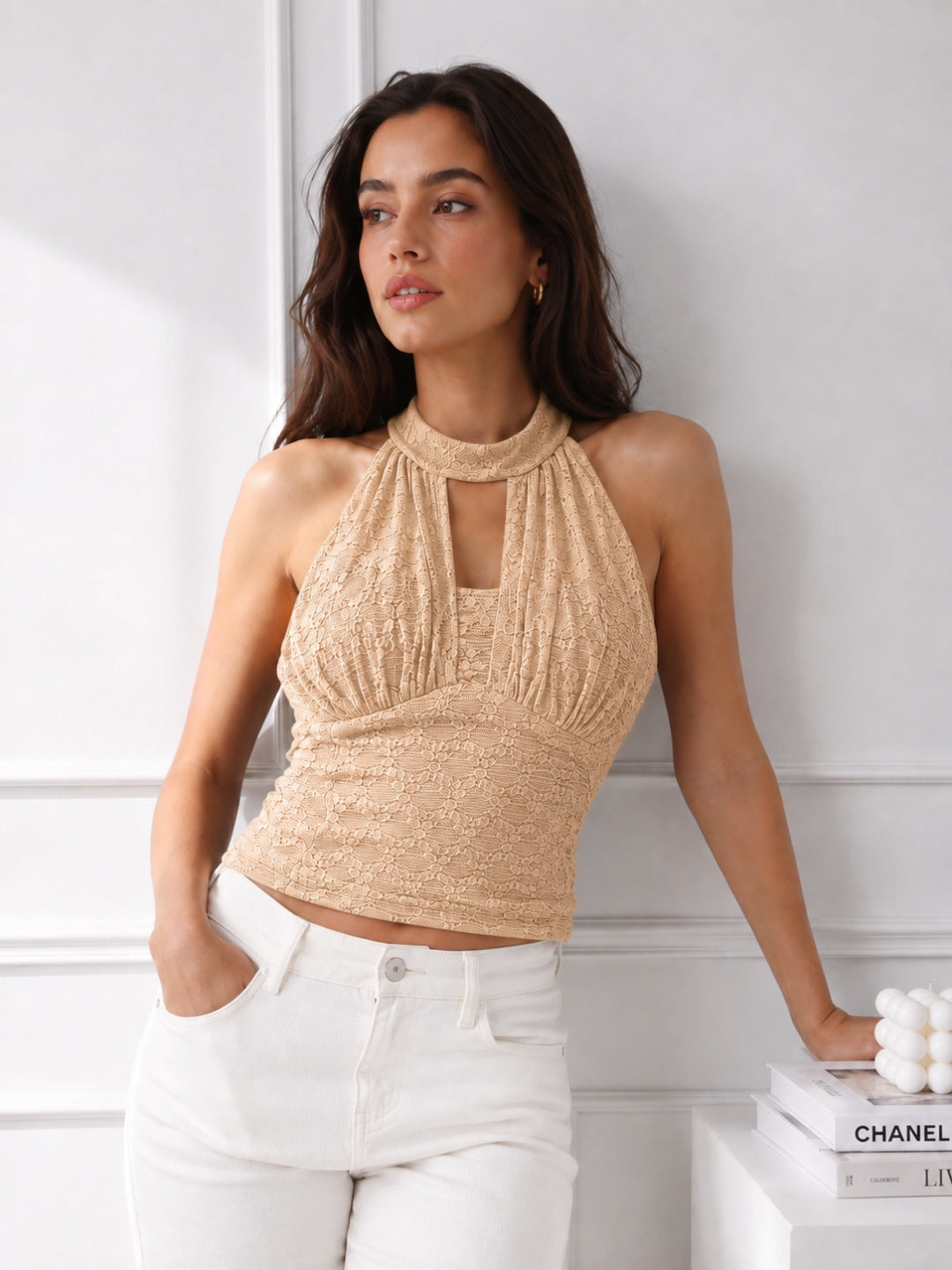 Women Halter Neck Net Top