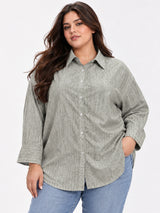 Clobug Women Full Sleeve Plus Size Linen Formal Shirt