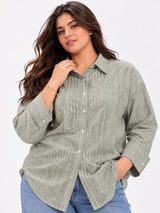 Clobug Women Full Sleeve Plus Size Linen Formal Shirt
