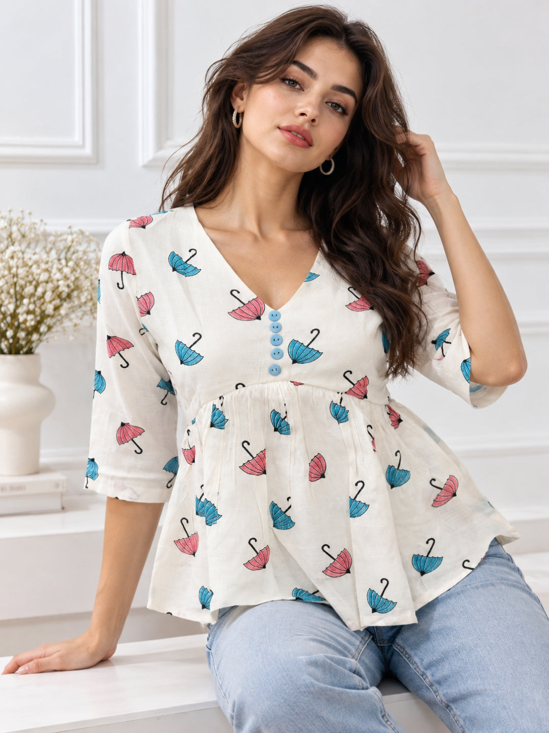 Clobug Women Floral Printed Top