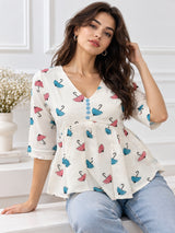 Clobug Women Floral Printed Top
