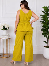 Women's Plus Size V-Neck Top & Pant Co-Ord Set
