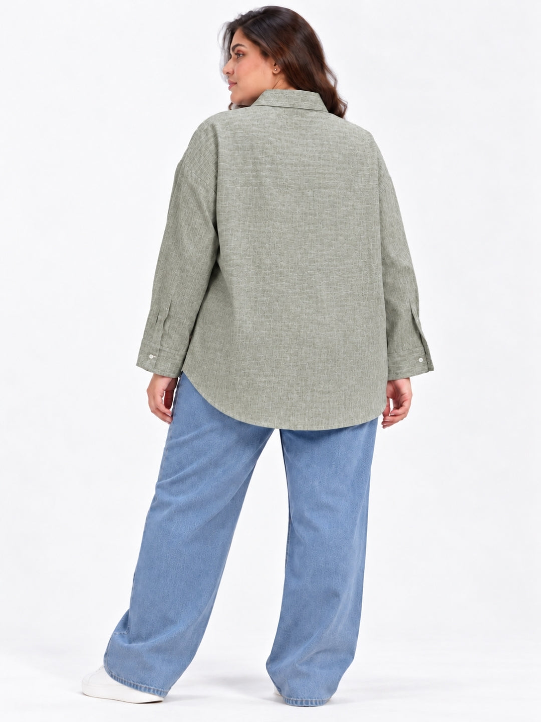 Clobug Women Full Sleeve Plus Size Linen Formal Shirt