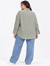 Clobug Women Full Sleeve Plus Size Linen Formal Shirt