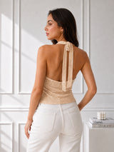 Women Halter Neck Net Top