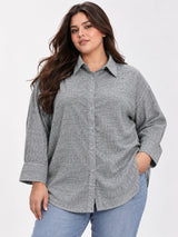 Clobug Women Full Sleeve Plus Size Linen Formal Shirt