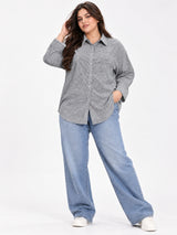 Clobug Women Full Sleeve Plus Size Linen Formal Shirt