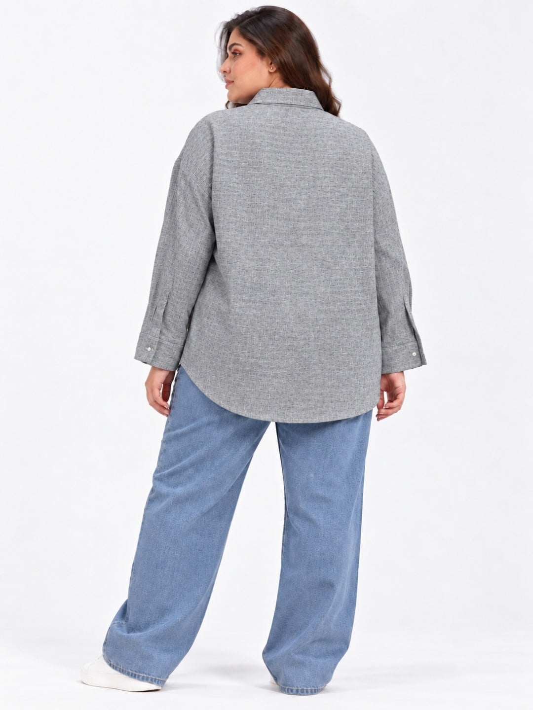 Clobug Women Full Sleeve Plus Size Linen Formal Shirt