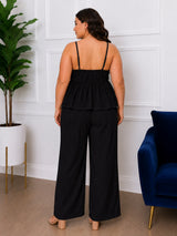Women's Plus Size White Sweetheart Neck Top & Pant Co-Ord Set