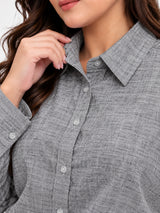 Clobug Women Full Sleeve Plus Size Linen Formal Shirt